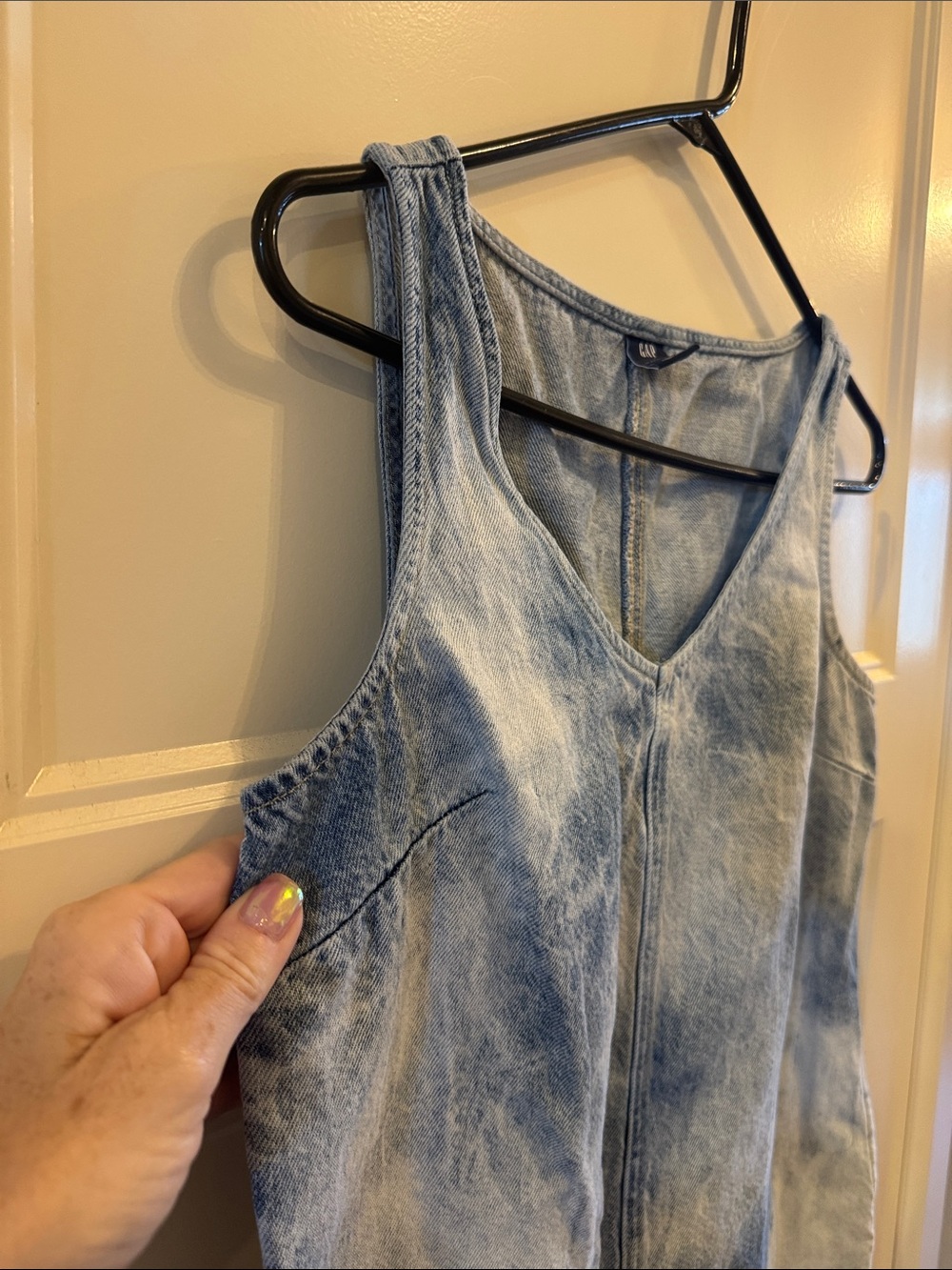 GAP Light Blue Tie-Dye Denim Tank Dress - Picture 3 of 5